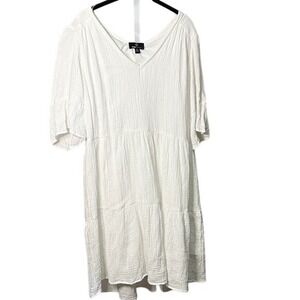 Ronni Nicole‎ White Dress XL Tiered V Neck Casual Summer Sundress